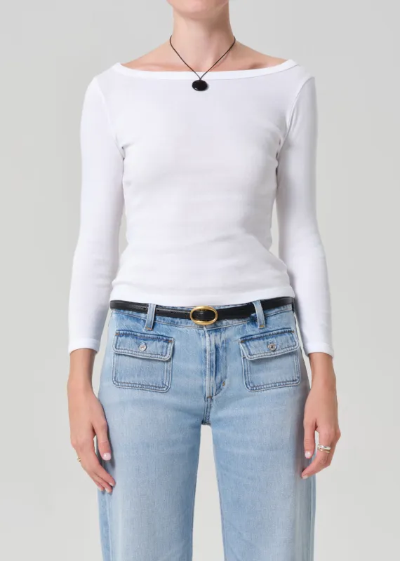 Boat Neck Slim Tee in White sold by Citizens Of Humanity