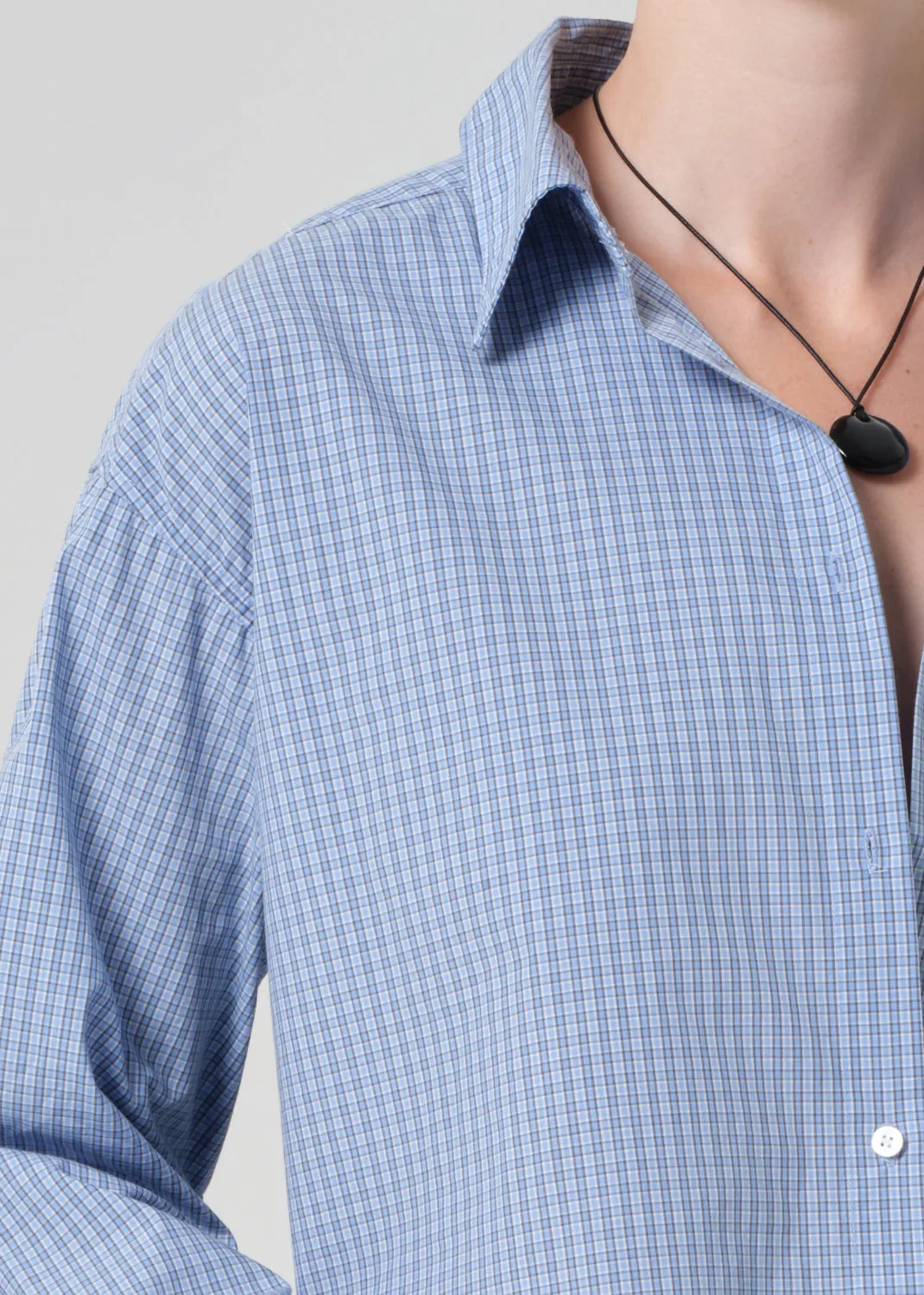 Ana Cropped Shirt in Banker Blue Plaid sold by Citizens Of Humanity product image thumbnail 4