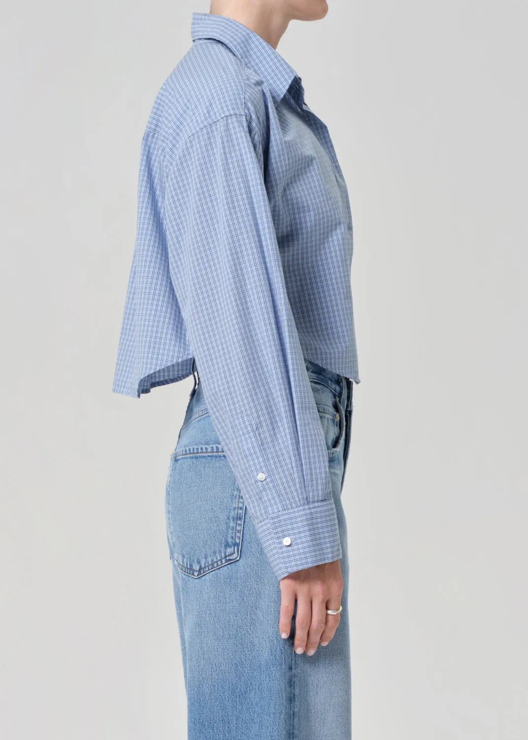 Ana Cropped Shirt in Banker Blue Plaid sold by Citizens Of Humanity product image thumbnail 3