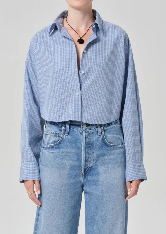 Ana Cropped Shirt in Banker Blue Plaid made by Citizens Of Humanity