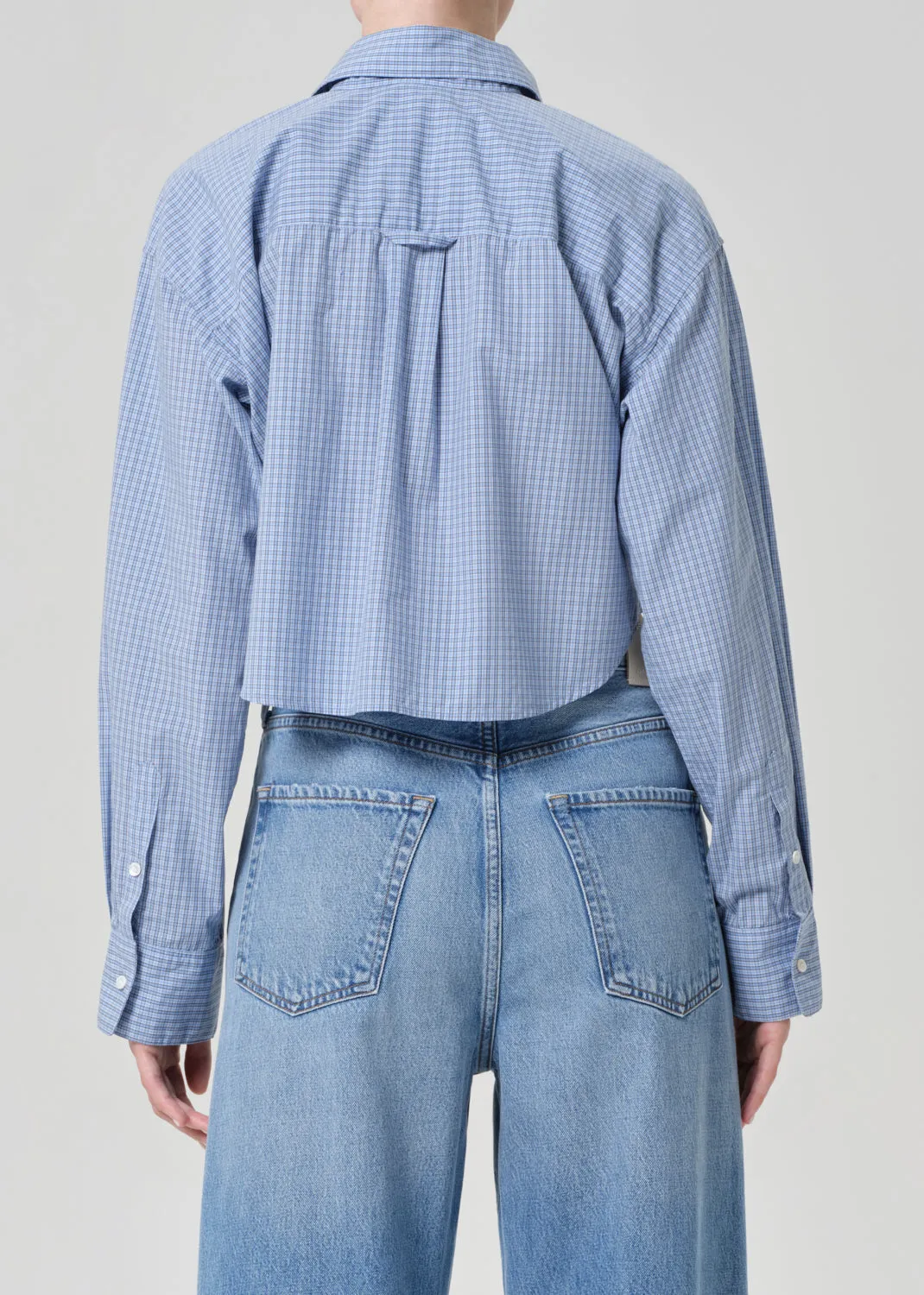 Ana Cropped Shirt in Banker Blue Plaid sold by Citizens Of Humanity product image thumbnail 2