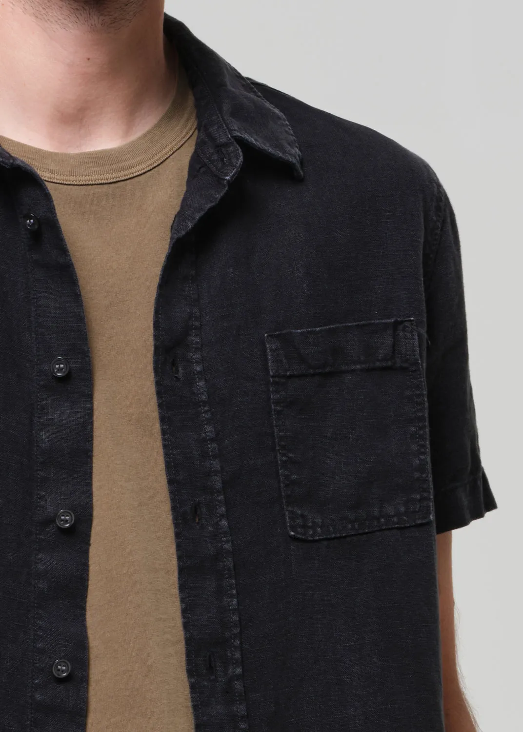 Short Sleeve Pocket Cairo Shirt in Washed Black sold by Citizens Of Humanity product image thumbnail 5