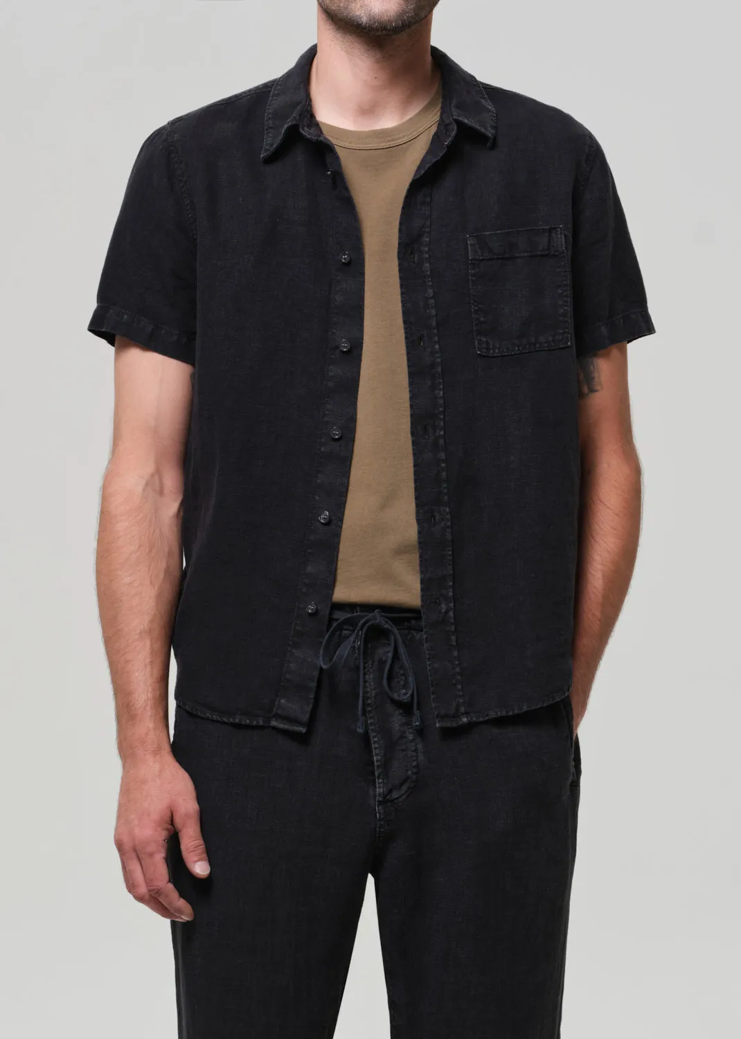 Short Sleeve Pocket Cairo Shirt in Washed Black sold by Citizens Of Humanity product image thumbnail 2