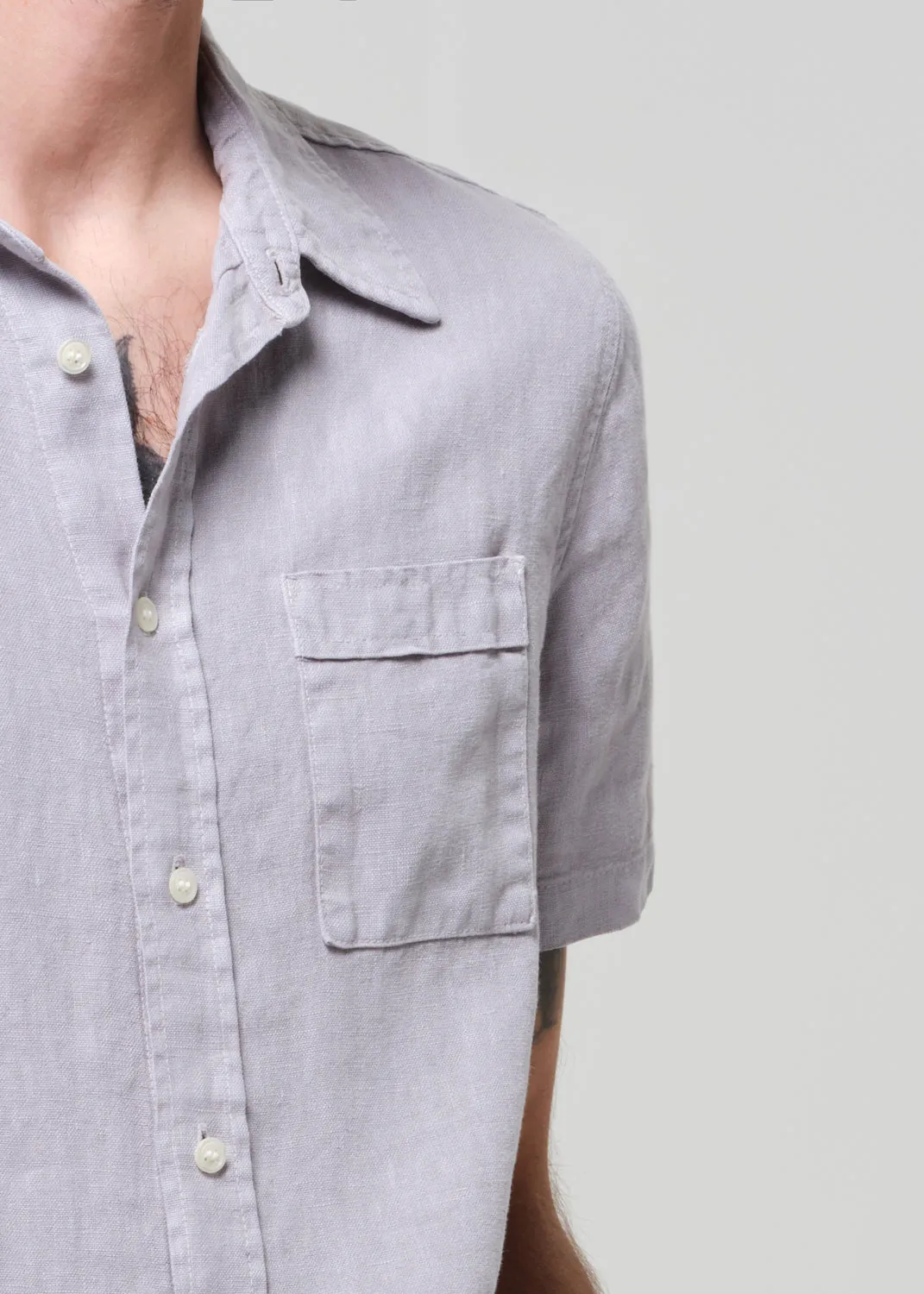 Short Sleeve Pocket Cairo Shirt in Stone Grey sold by Citizens Of Humanity product image thumbnail 5