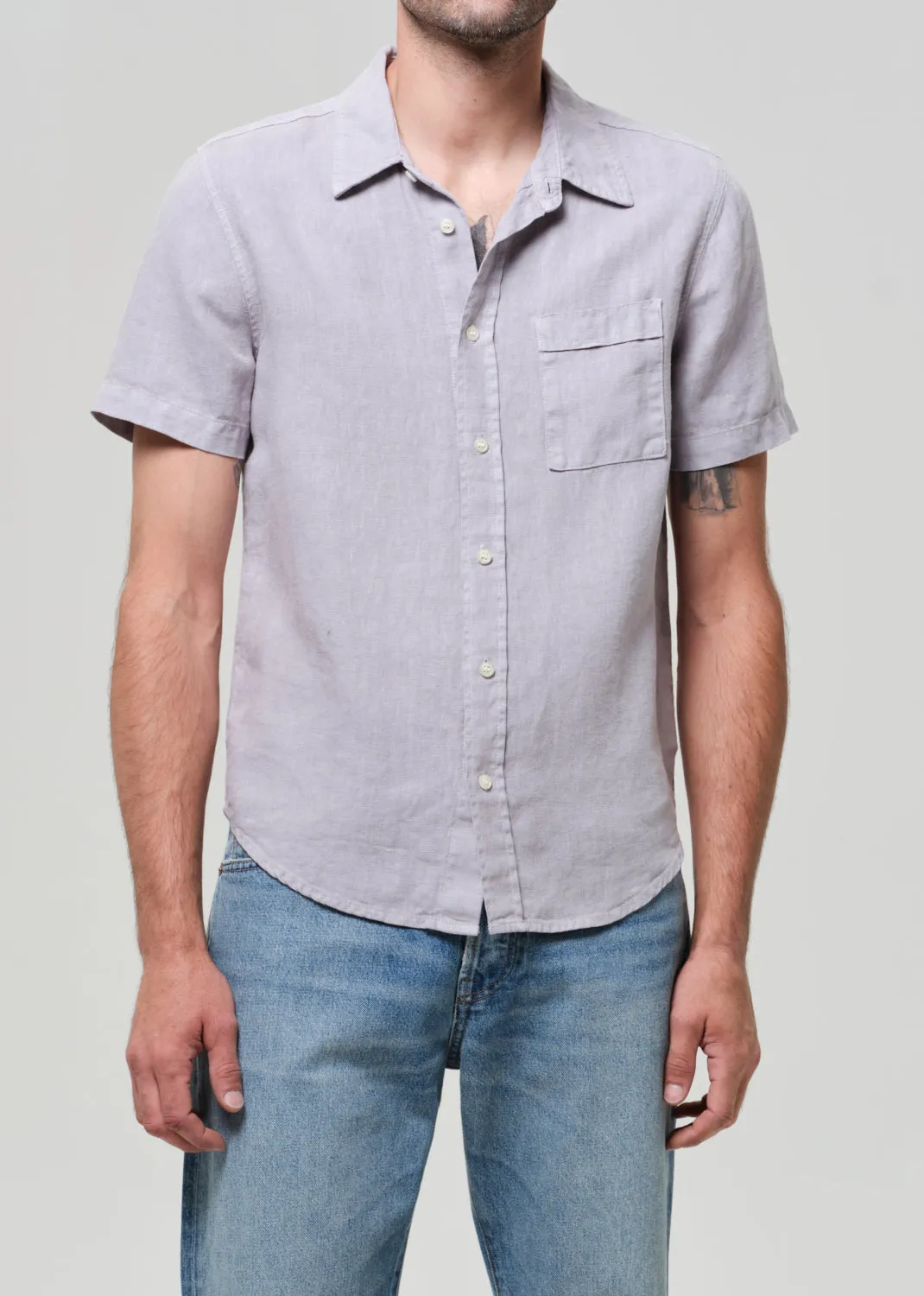 Short Sleeve Pocket Cairo Shirt in Stone Grey sold by Citizens Of Humanity product image thumbnail 2