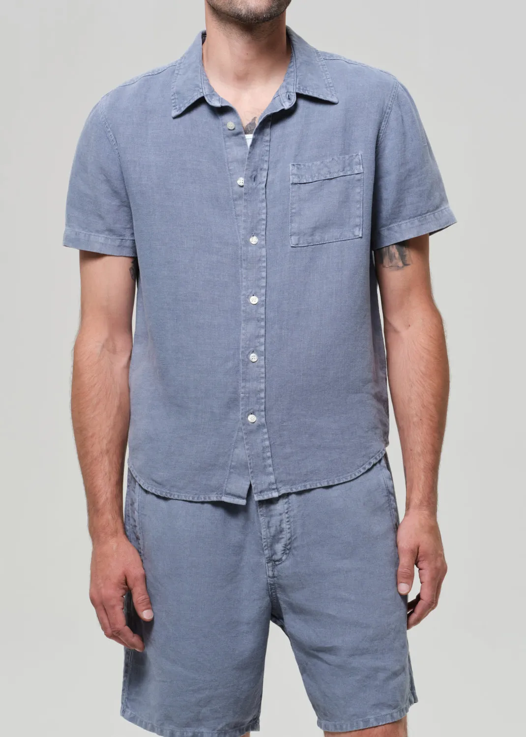 Short Sleeve Pocket Cairo Shirt in Stone Blue sold by Citizens Of Humanity product image thumbnail 3