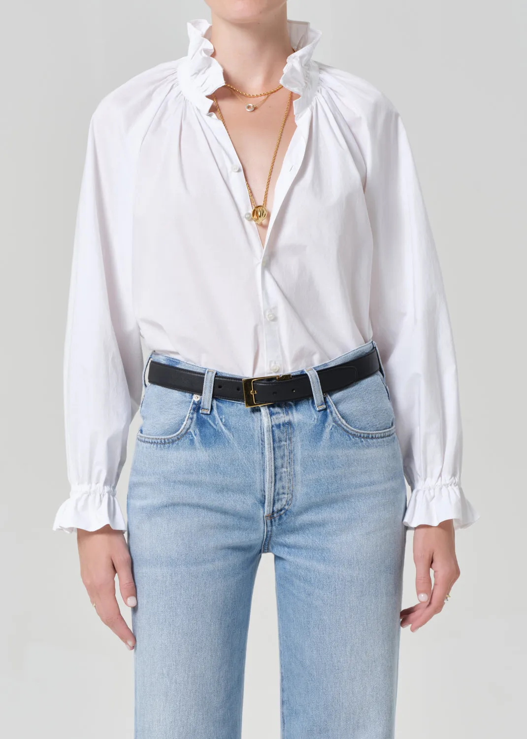 Loretta Ruffle Top in Optic White sold by Citizens Of Humanity