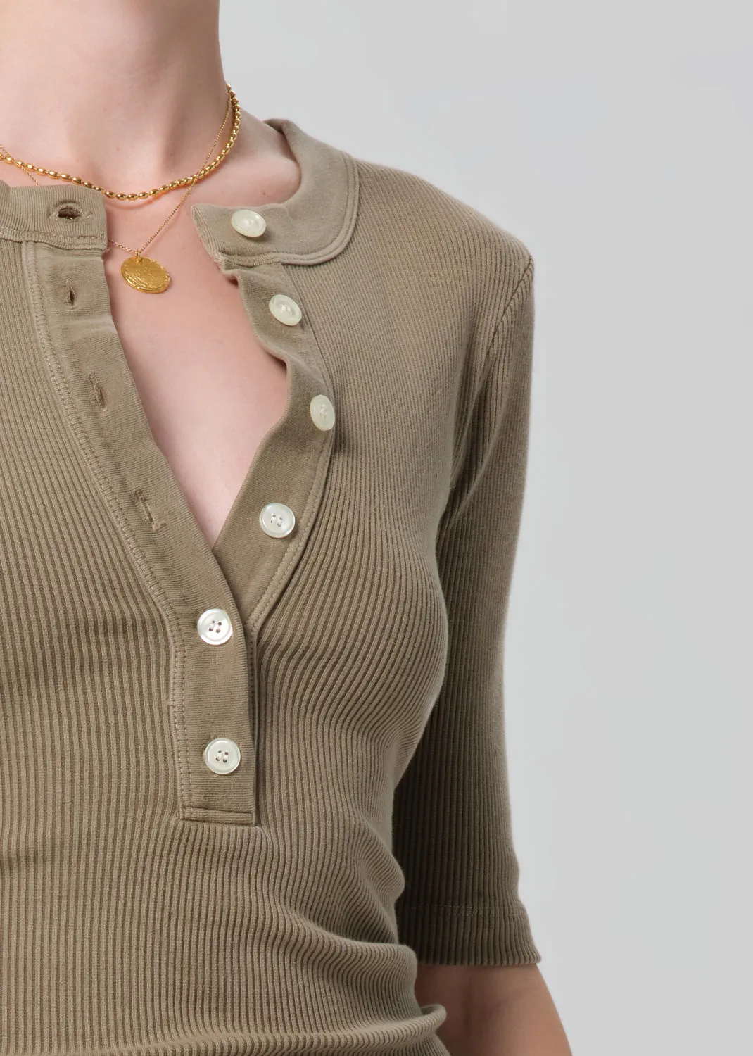 Nali Short Sleeve Henley in Reservoir sold by Citizens Of Humanity product image thumbnail 4