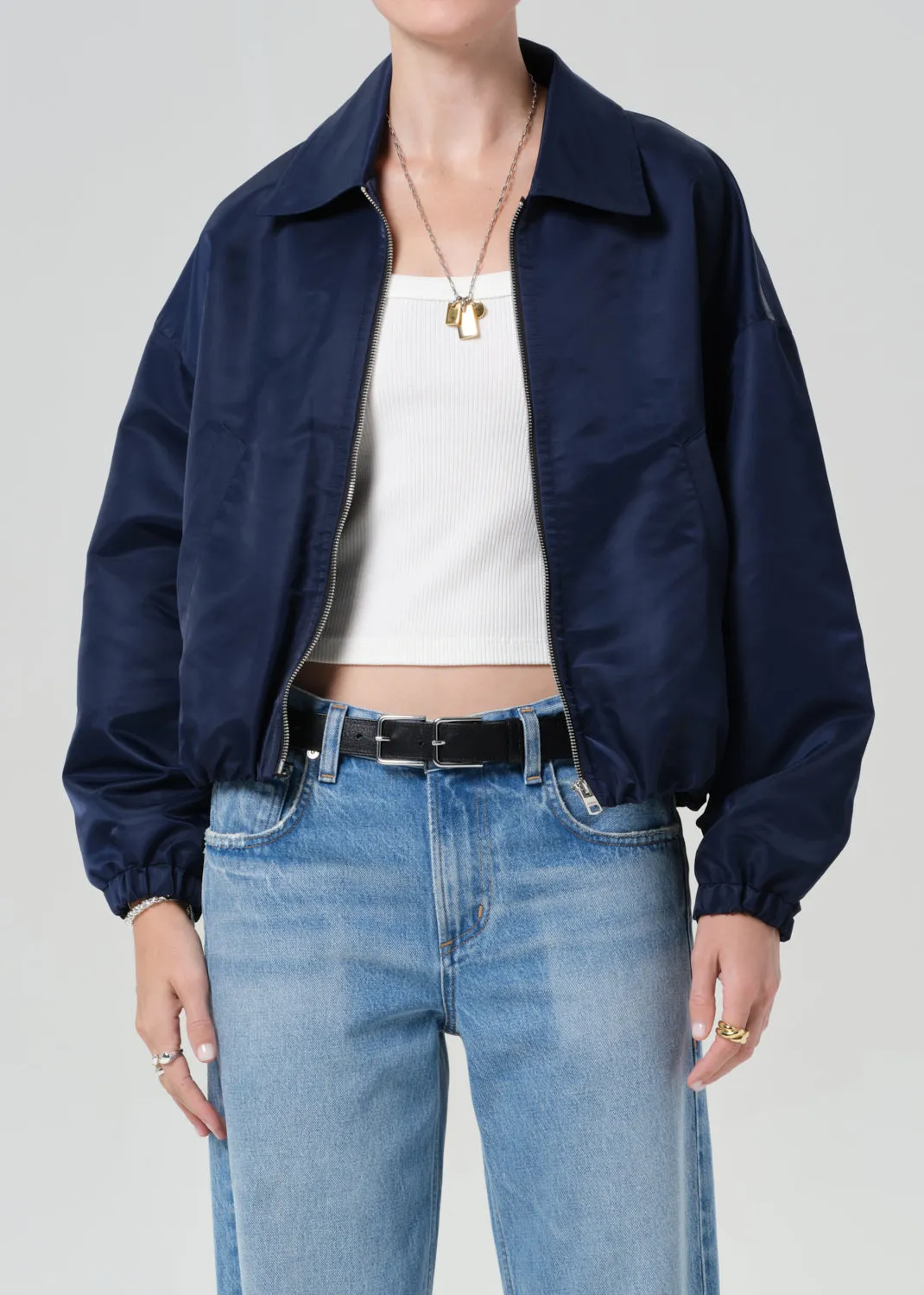 Bubble Hem Bomber Jacket in Navy sold by Citizens Of Humanity
