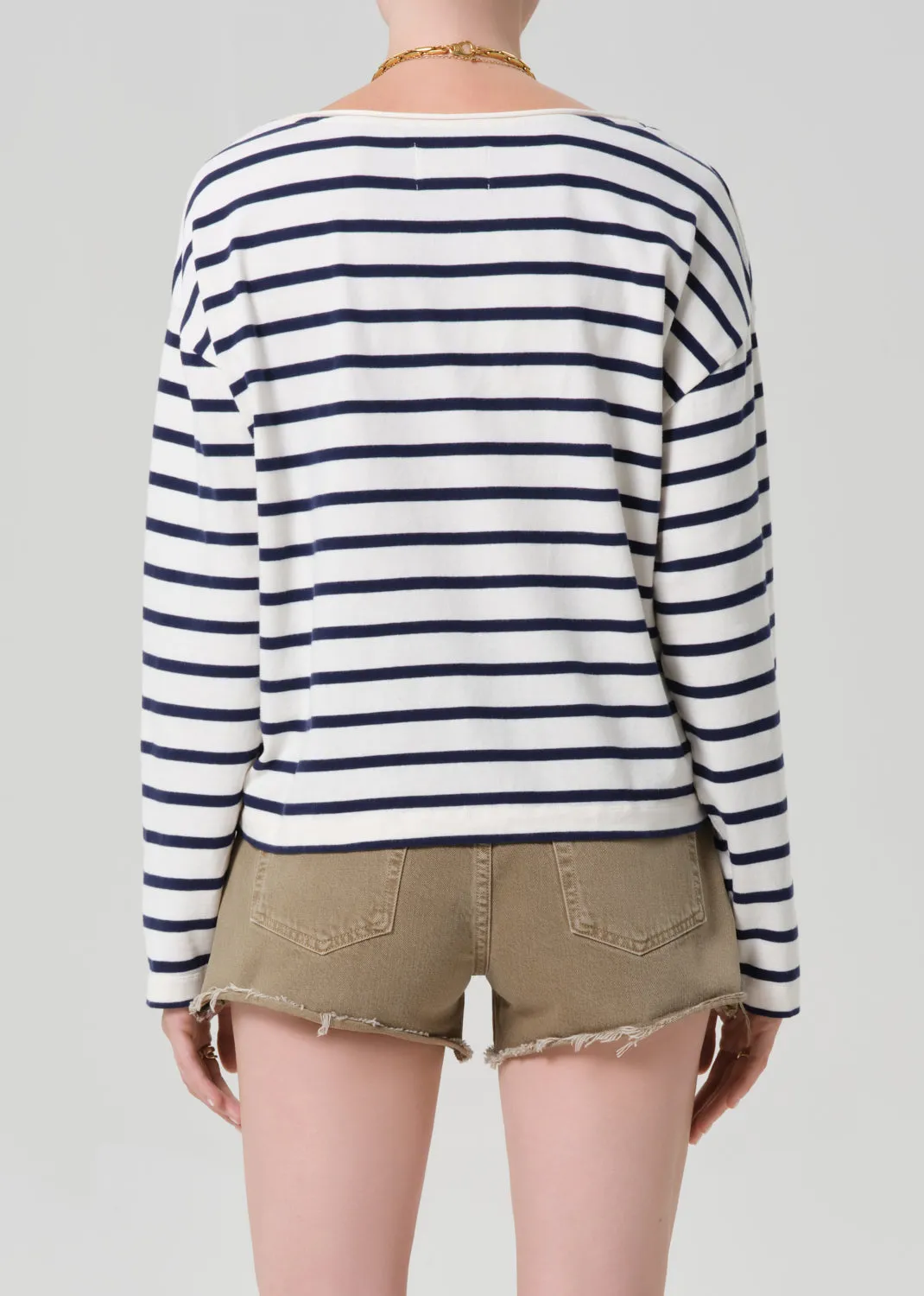 Boat Neck Long Sleeve Tee in Marine Stripe sold by Citizens Of Humanity product image thumbnail 2