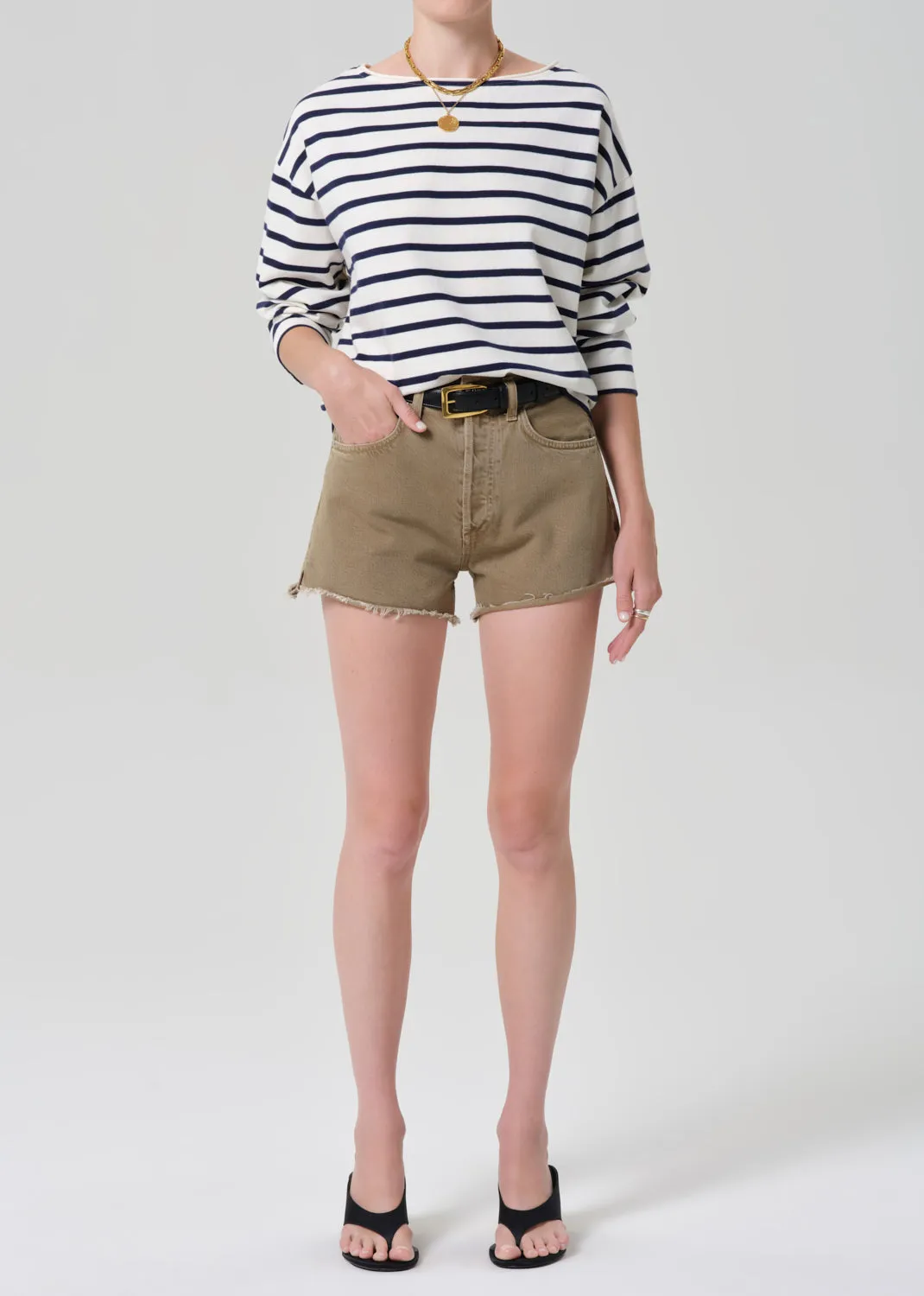 Boat Neck Long Sleeve Tee in Marine Stripe sold by Citizens Of Humanity product image thumbnail 5