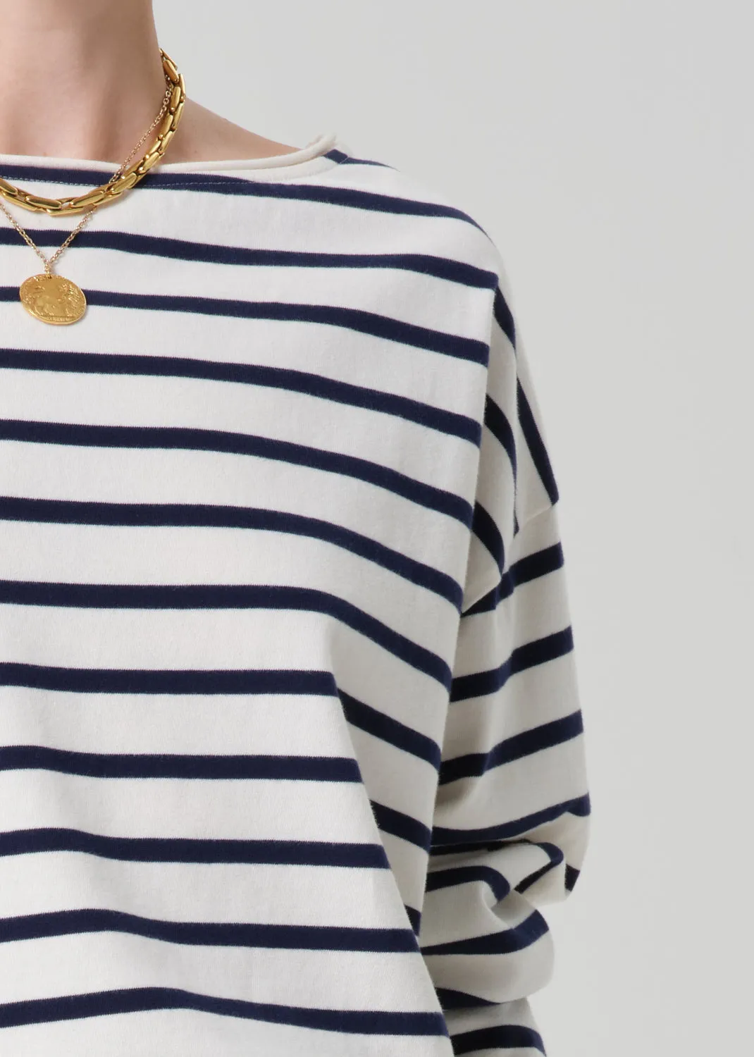 Boat Neck Long Sleeve Tee in Marine Stripe sold by Citizens Of Humanity product image thumbnail 4