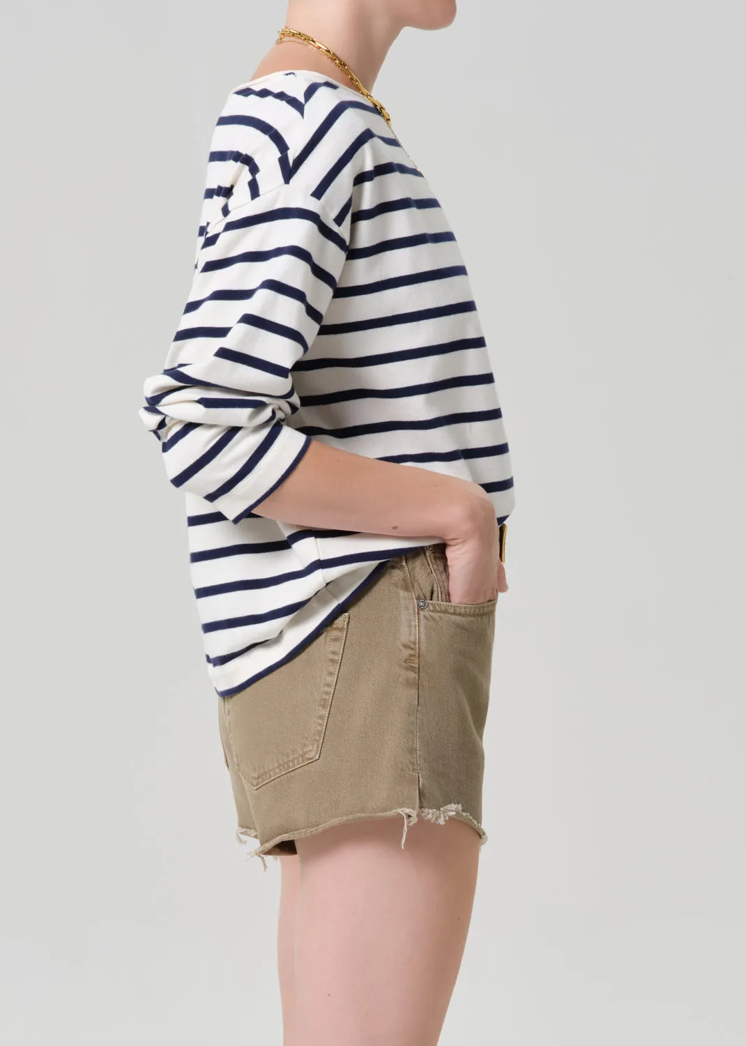 Boat Neck Long Sleeve Tee in Marine Stripe sold by Citizens Of Humanity product image thumbnail 3