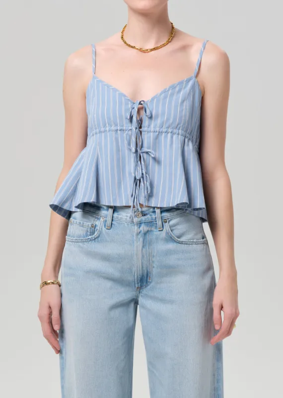 Larissa Tie Front Cami in Capri Stripe made by Citizens Of Humanity