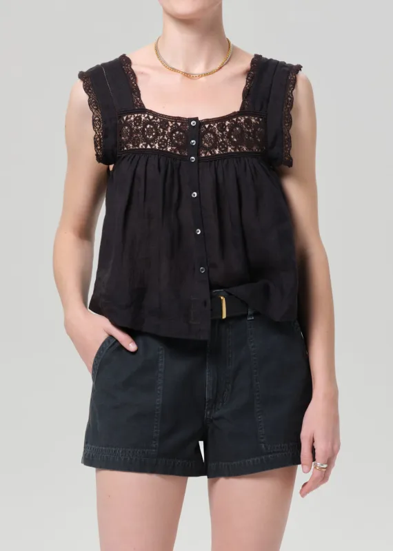 Mia Embroidered Top in Black made by Citizens Of Humanity