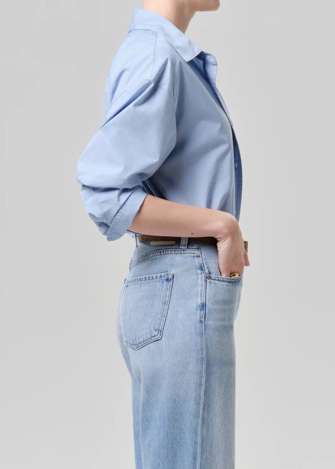 Thea Boyfriend Poplin Shirt in French Blue sold by Citizens Of Humanity product image thumbnail 3