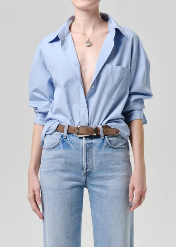 Thea Boyfriend Poplin Shirt in French Blue made by Citizens Of Humanity