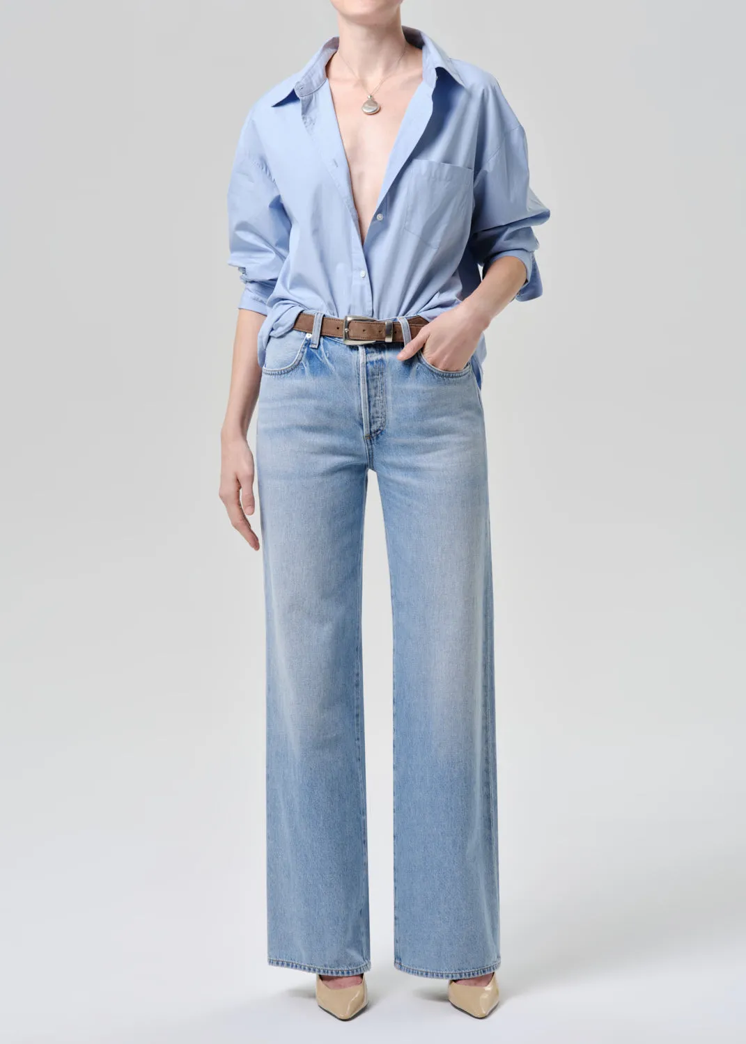 Thea Boyfriend Poplin Shirt in French Blue sold by Citizens Of Humanity product image thumbnail 5