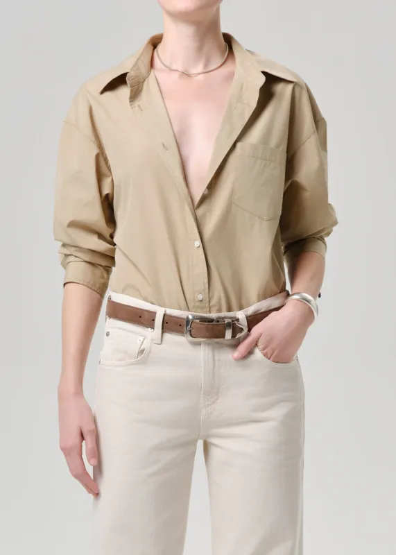 Thea Boyfriend Poplin Shirt in Catalina made by Citizens Of Humanity