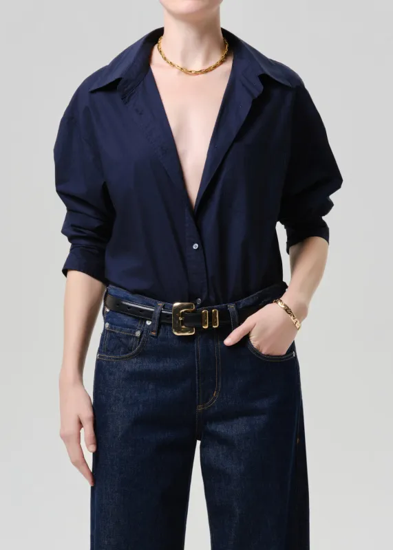 Thea Boyfriend Shirt in Navy made by Citizens Of Humanity