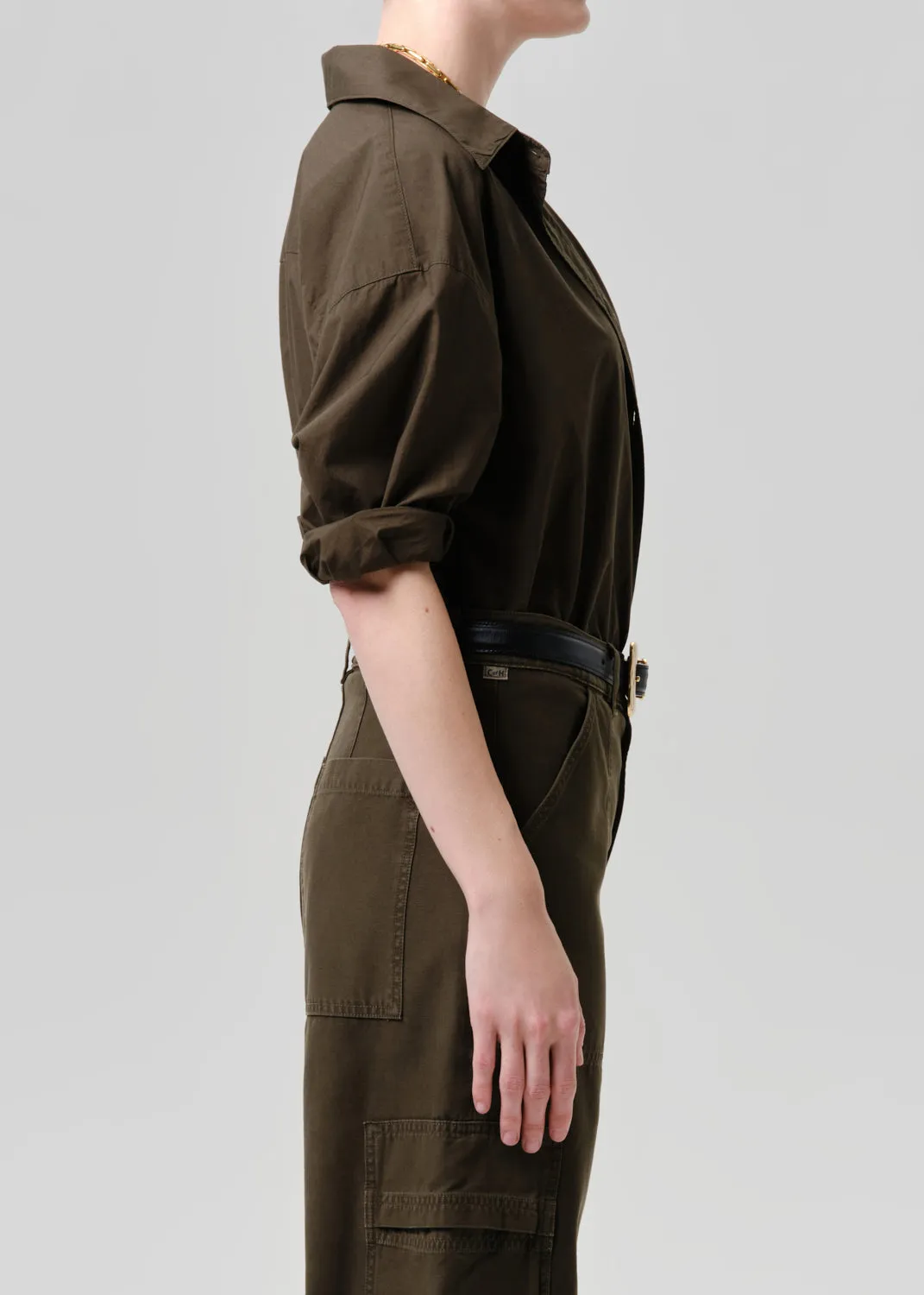 Thea Boyfriend Shirt in Dark Olive sold by Citizens Of Humanity product image thumbnail 3