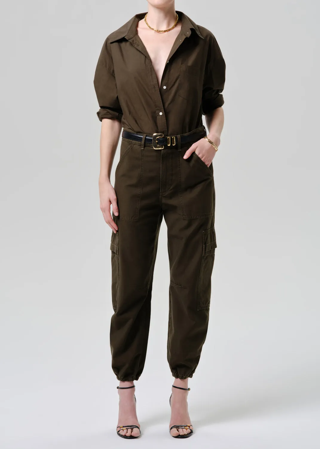 Thea Boyfriend Shirt in Dark Olive sold by Citizens Of Humanity product image thumbnail 4