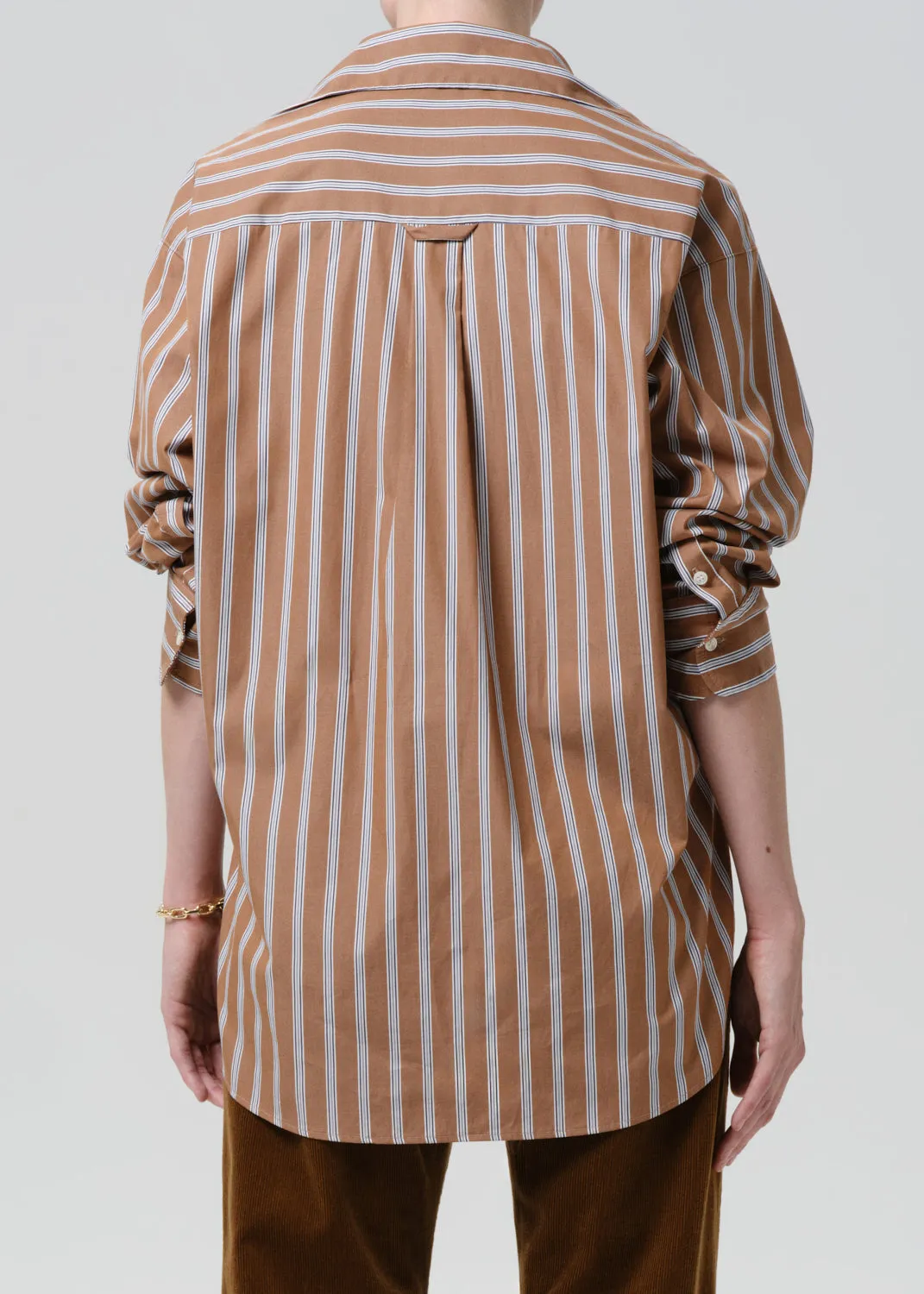 Thea Boyfriend Japanese Poplin Shirt in Copper Stripe sold by Citizens Of Humanity product image thumbnail 2