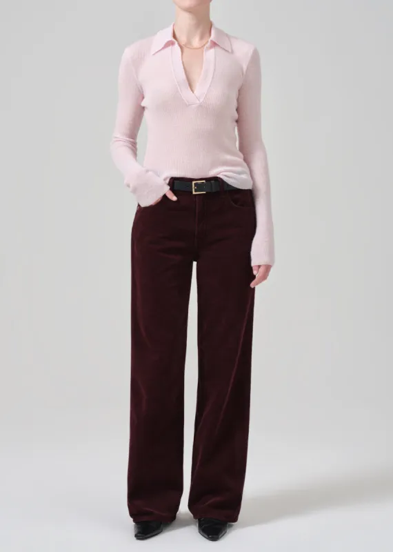 Annina High Rise Wide Leg 30" Corduroy in Bordeaux made by Citizens Of Humanity