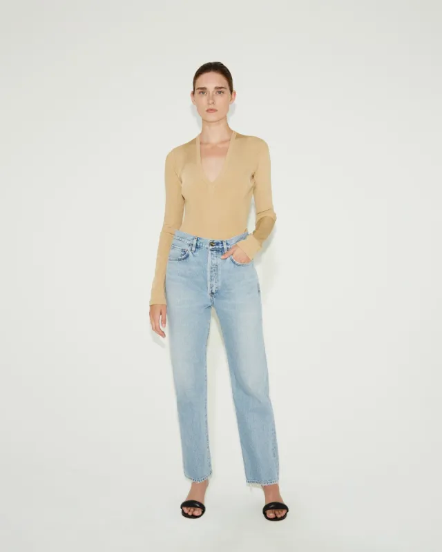 GOLDSIGN - The Rib Deep V Bodysuit in Gold sold by Citizens Of Humanity