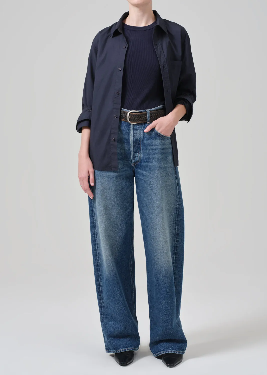 Kayla Shrunken Shirt in Navy sold by Citizens Of Humanity product image thumbnail 5
