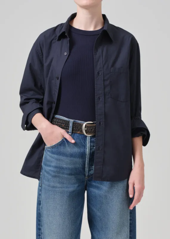 Kayla Shrunken Shirt in Navy sold by Citizens Of Humanity