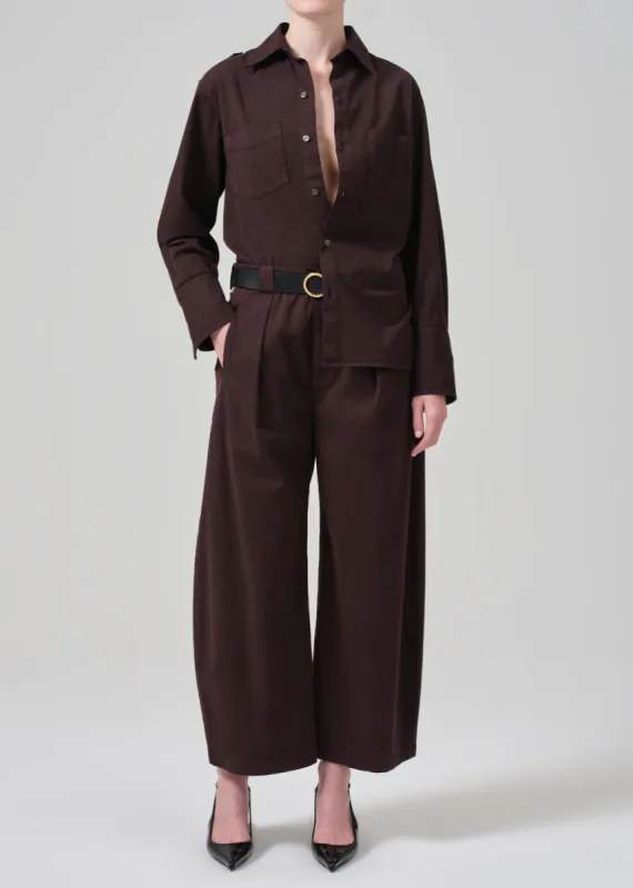 Cara Cropped Pleated Trouser in Clove sold by Citizens Of Humanity