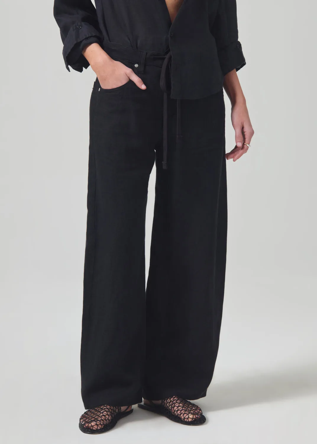 Brynn Drawstring Linen Trouser in Black sold by Citizens Of Humanity product image thumbnail 4