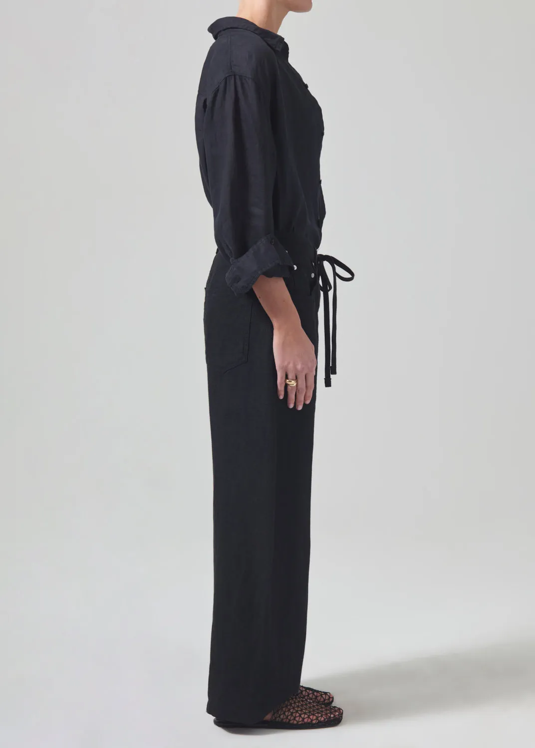 Brynn Drawstring Linen Trouser in Black sold by Citizens Of Humanity product image thumbnail 3