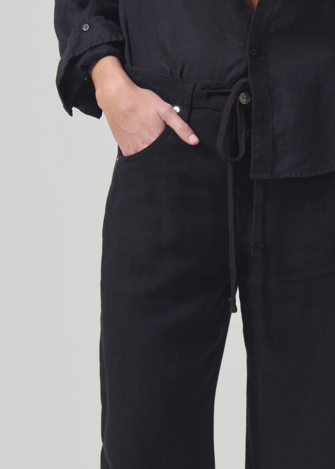 Brynn Drawstring Linen Trouser in Black sold by Citizens Of Humanity product image thumbnail 5