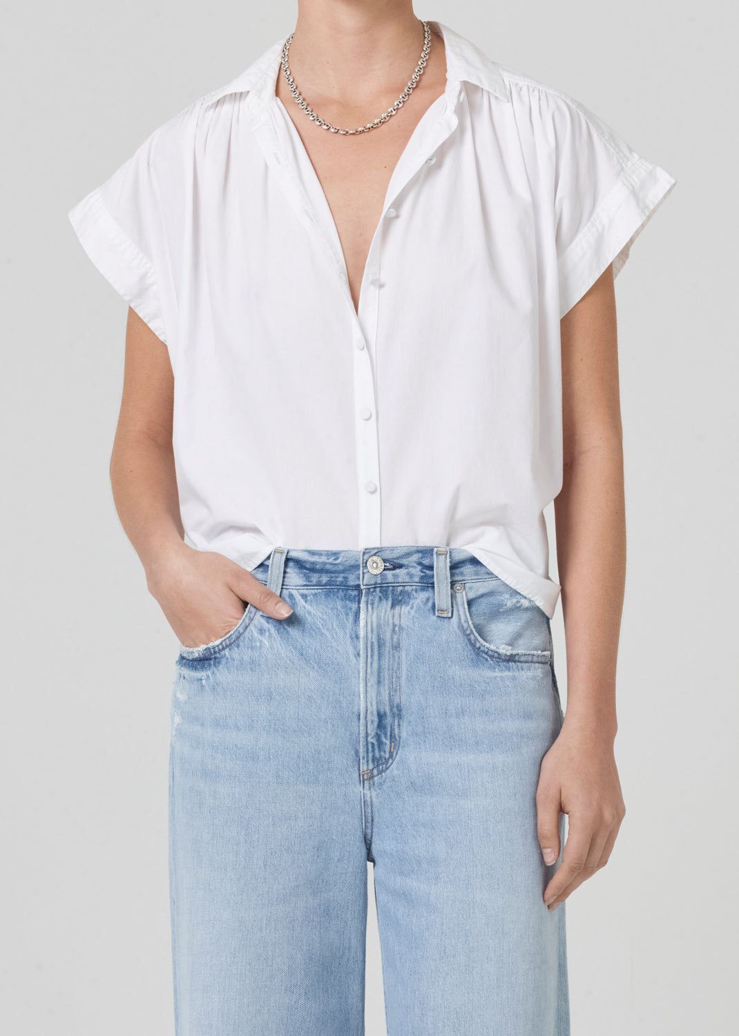 Penny Short Sleeve Blouse in White sold by Citizens Of Humanity
