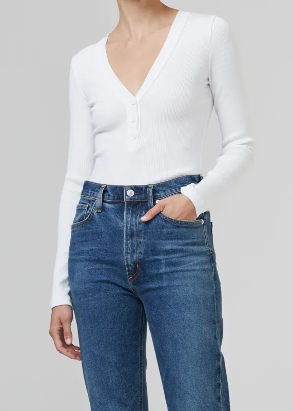 Scarlett Rib Henley in White sold by Citizens Of Humanity