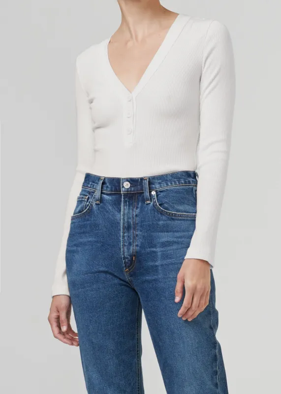 Scarlett Rib Henley in Birch sold by Citizens Of Humanity