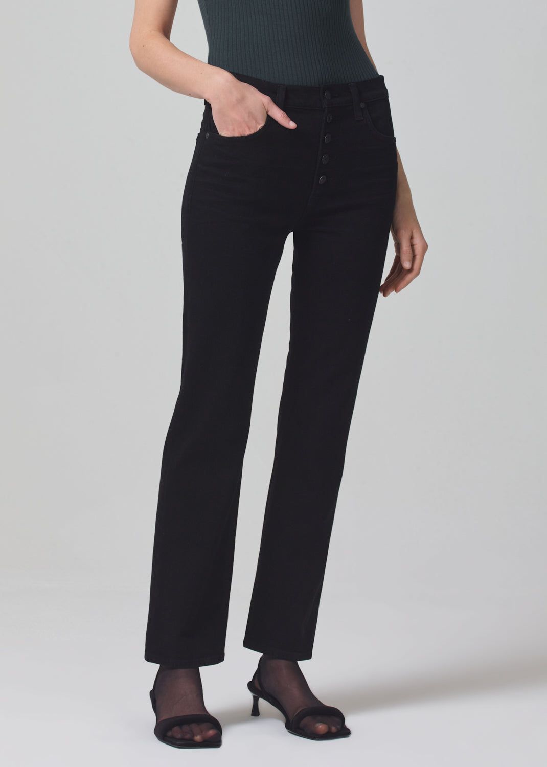 Daphne High Rise Stovepipe Exposed Fly in Jet Black sold by Citizens Of Humanity product image thumbnail 4