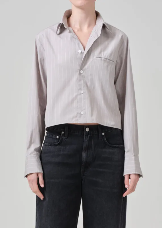 Fino Cropped Shirt in Tailor Grey Stripe made by Citizens Of Humanity