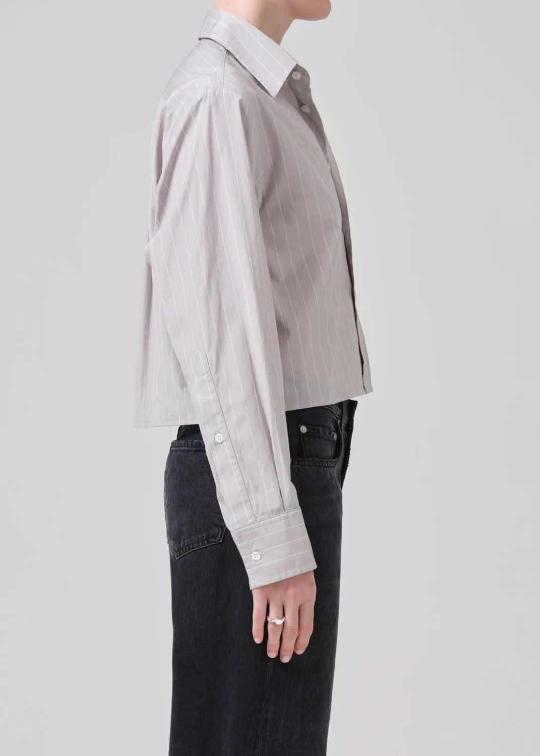 Fino Cropped Shirt in Tailor Grey Stripe sold by Citizens Of Humanity product image thumbnail 4