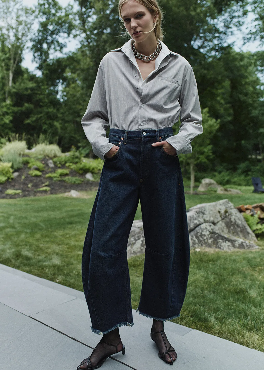 Fino Cropped Shirt in Tailor Grey Stripe sold by Citizens Of Humanity product image thumbnail 2