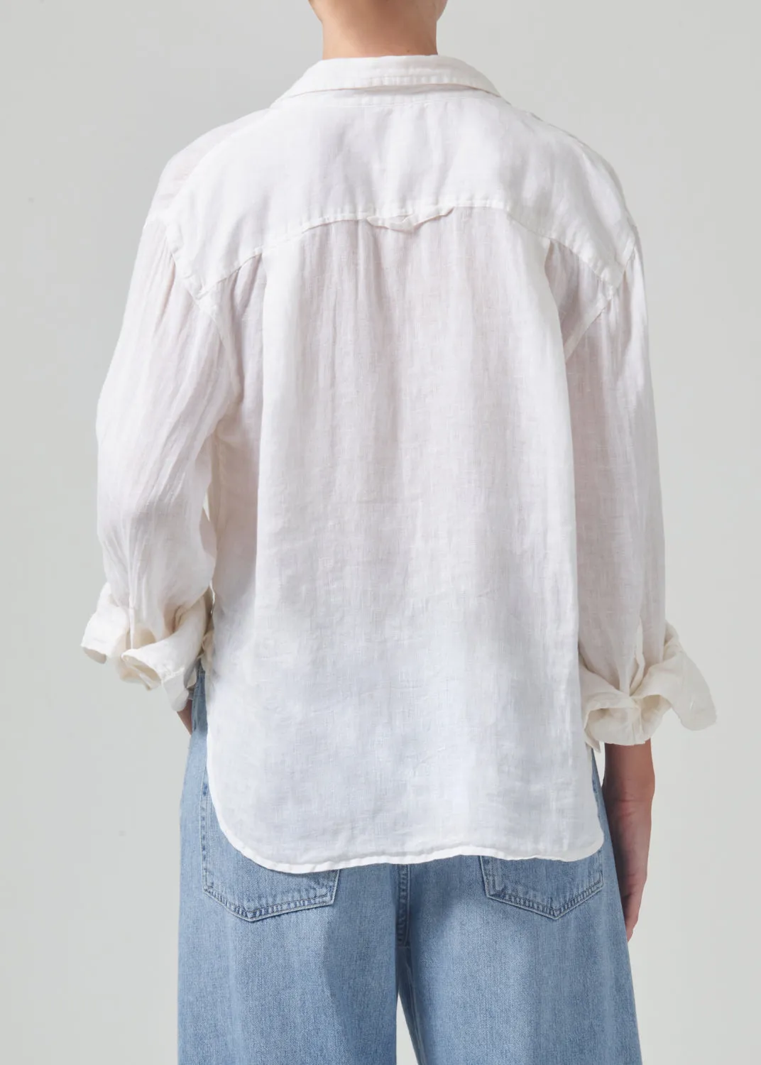 Kayla Shrunken Linen Shirt in Vanilla sold by Citizens Of Humanity product image thumbnail 3