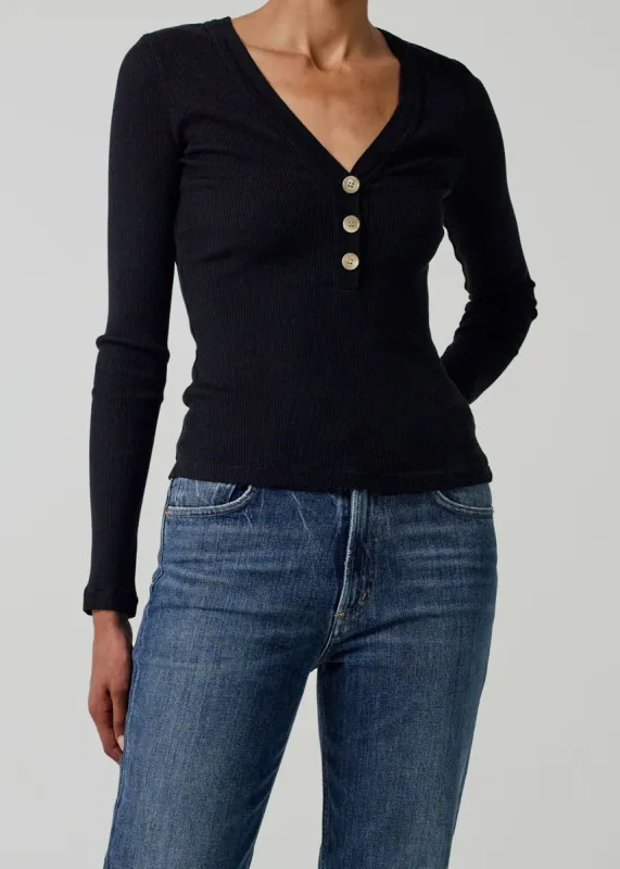 Scarlett Rib Henley in Black sold by Citizens Of Humanity