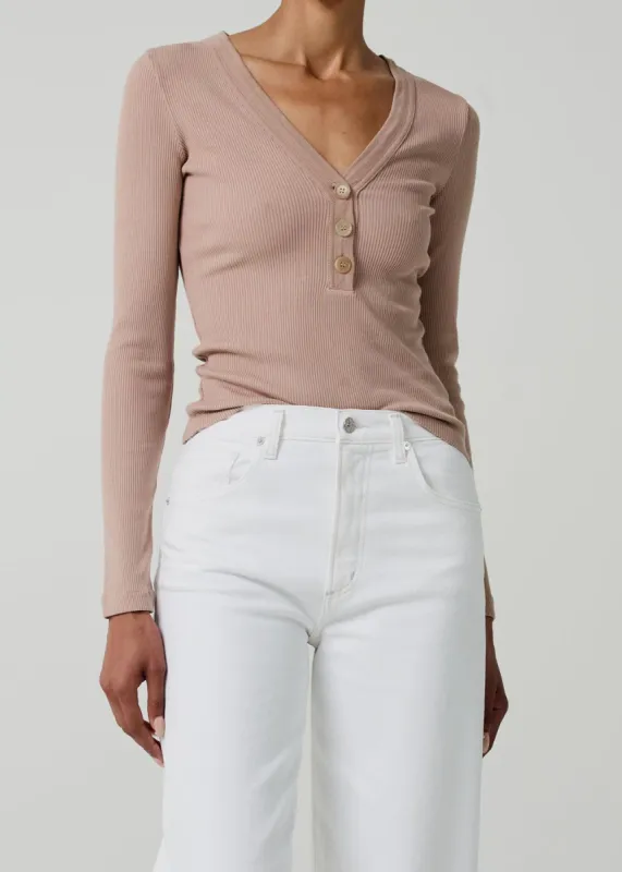 Scarlett Rib Henley in Nougat sold by Citizens Of Humanity