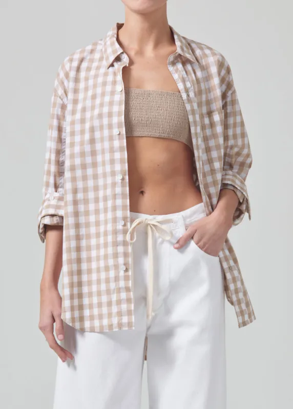 Kayla Shirt in Khaki Gingham sold by Citizens Of Humanity