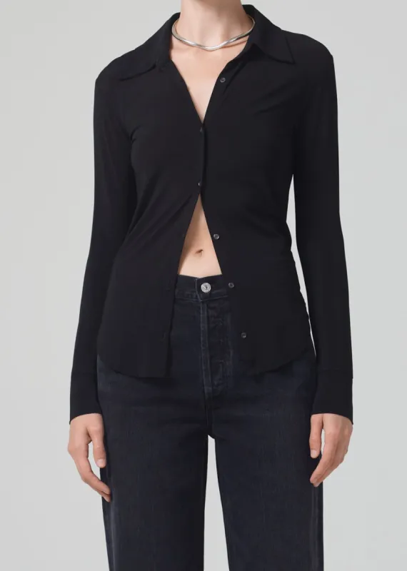 Dahlia Mesh Button Down in Black sold by Citizens Of Humanity