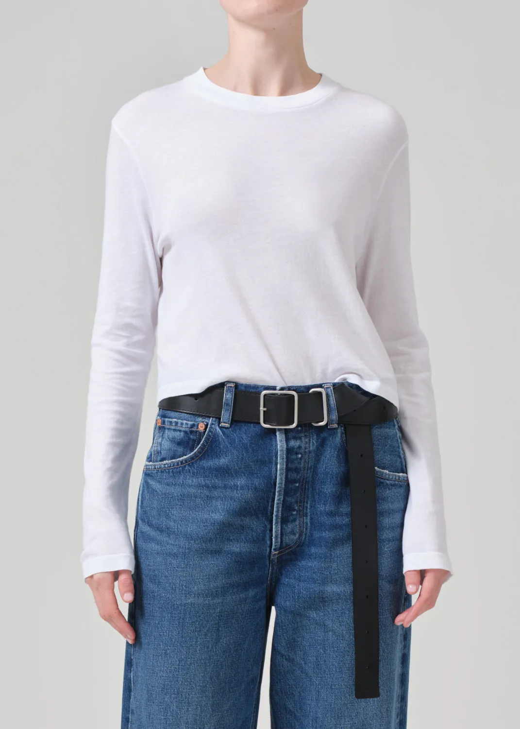 Sabine Cropped Long Sleeve in White sold by Citizens Of Humanity
