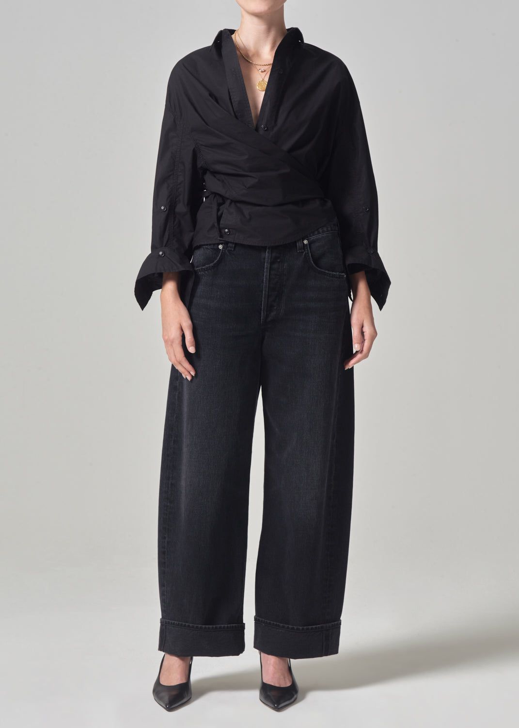 Vienna Wrap Shirt in Black sold by Citizens Of Humanity product image thumbnail 5