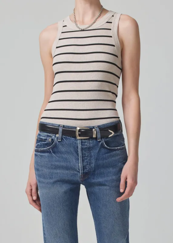 Isabel Rib Tank in Oatmeal Stripe sold by Citizens Of Humanity